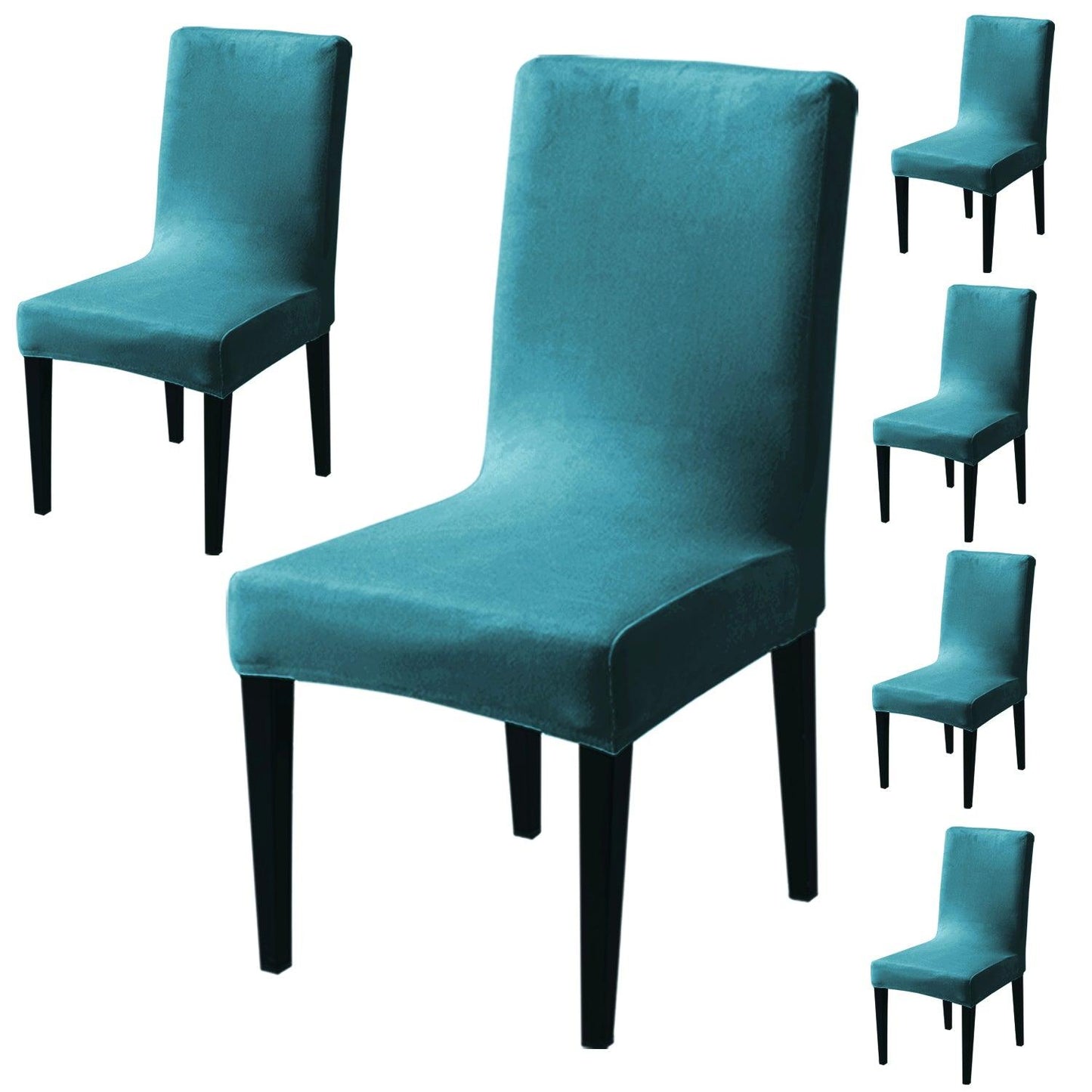 Elastic Stretchable Premium Velvet Dining Chair Cover, Turquoise - HOKIPO | Har Ghar ka Humsafar