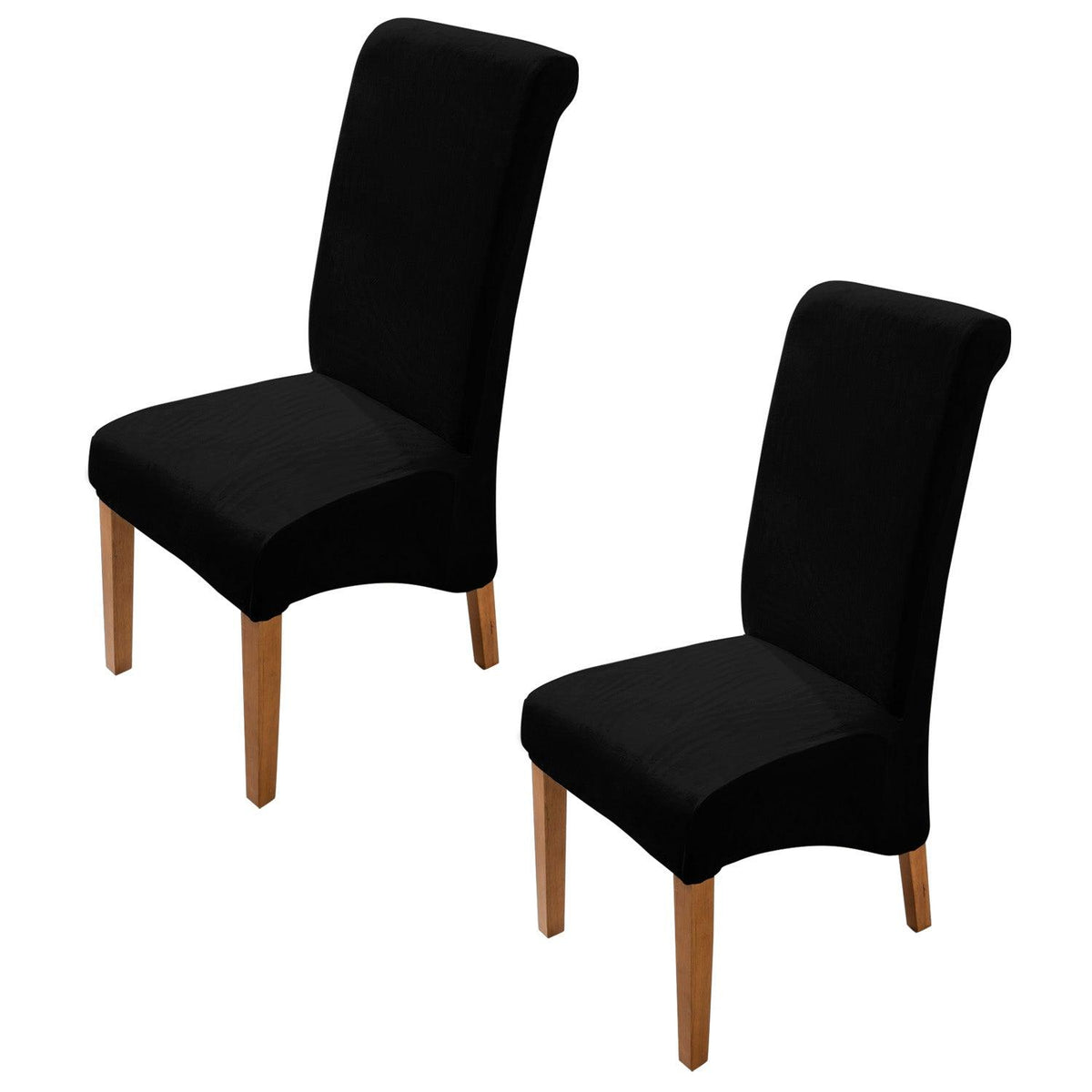 Buy Black colour velvet long-back chair covers set of 2 | HOKIPO