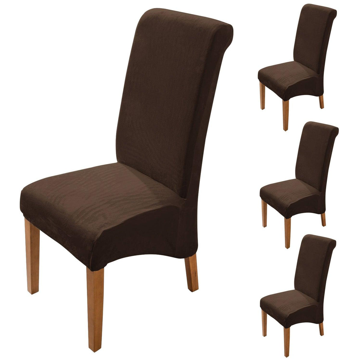 Buy Premium velvet Brown colour long-back chair covers​ set of 4 | HOKIPO