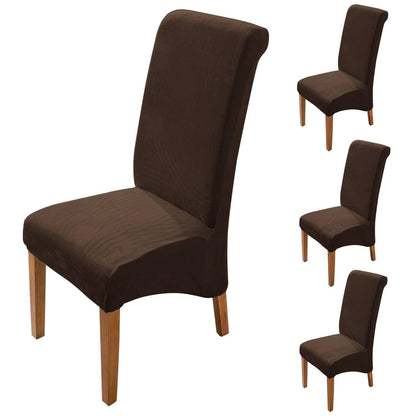 Elastic Stretchable Premium Velvet Long Back Dining Chair Cover, Brown - HOKIPO | Har Ghar ka Humsafar