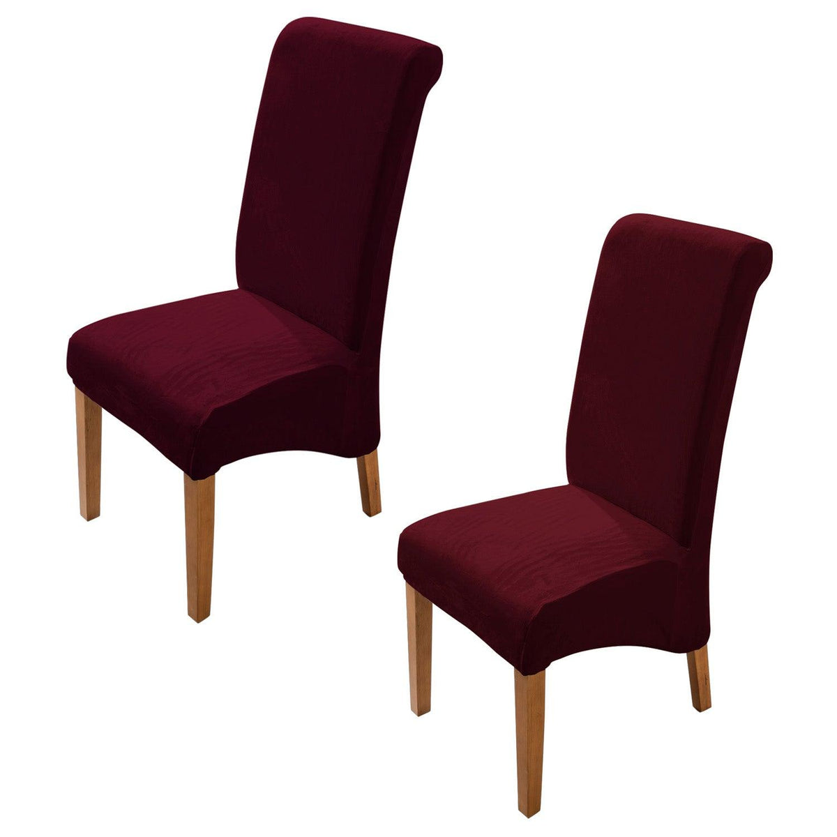Buy Burgundy colour velvet high back dining chair covers set of 2 | HOKIPO