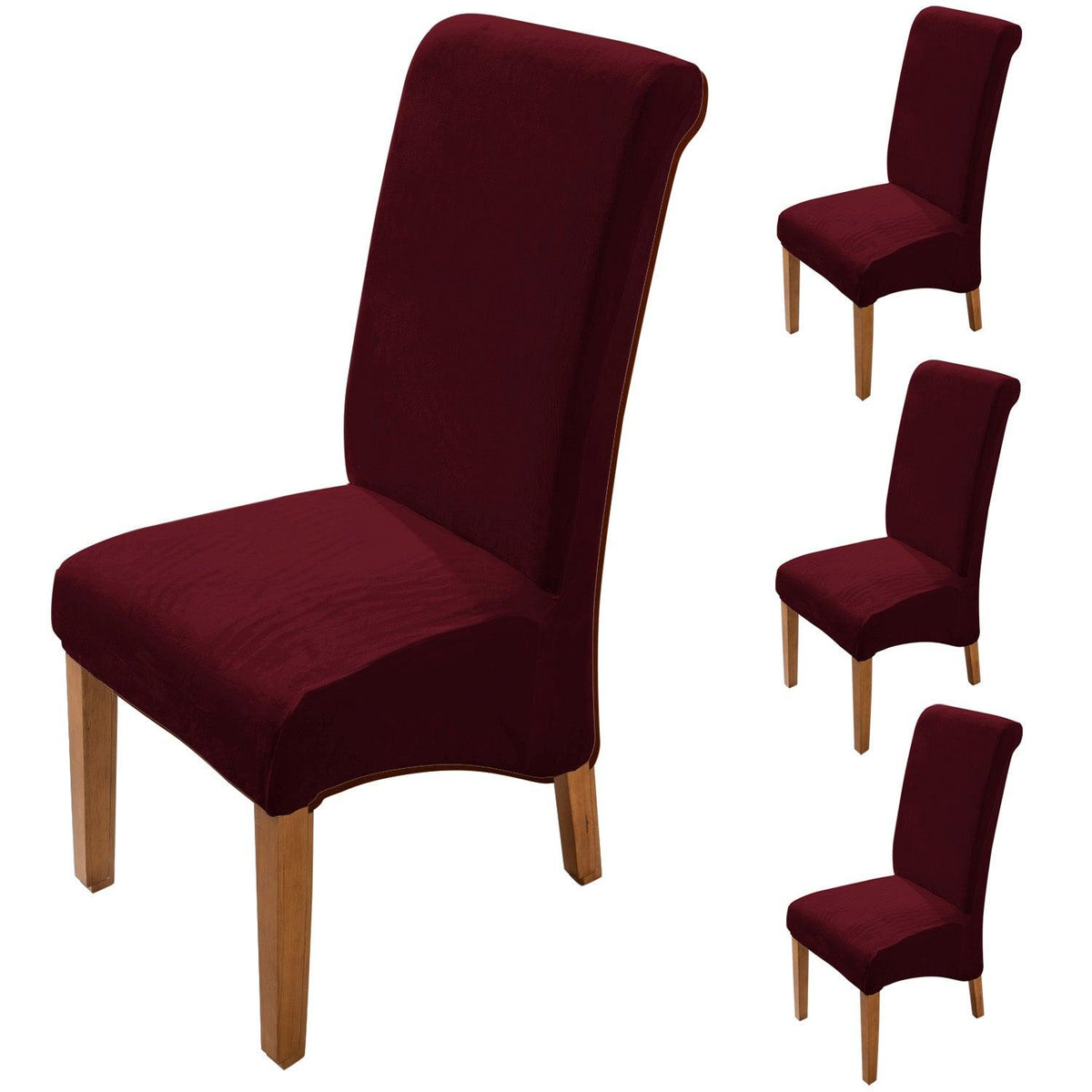 Buy Premium velvet Burgundy colour long-back chair covers​ set of 4 | HOKIPO