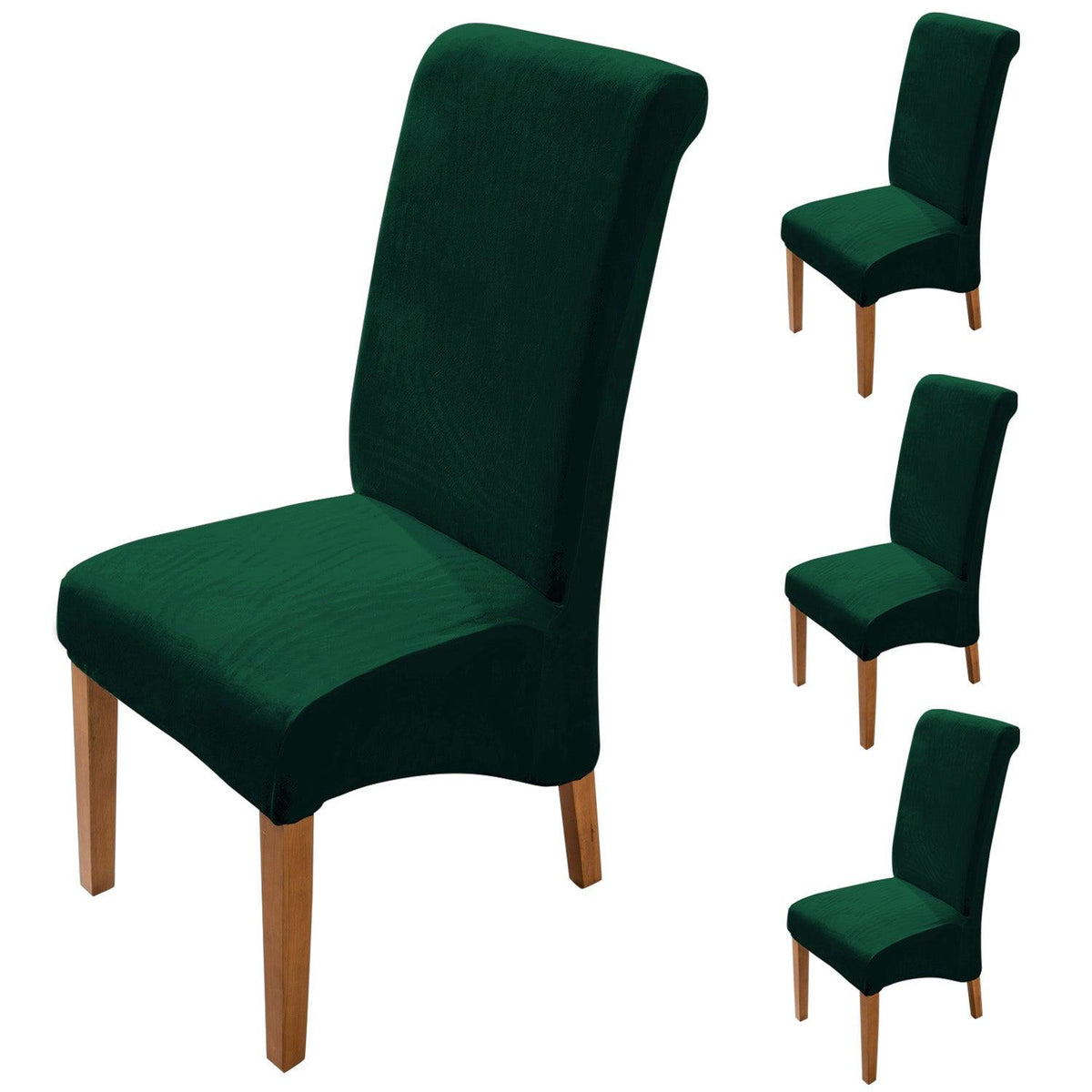 Buy Premium velvet Hunter Green colour long-back chair covers​ set of 4 | HOKIPO