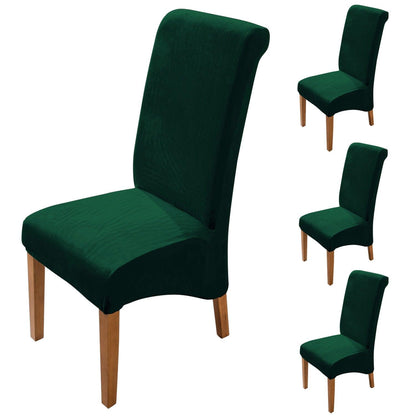 Elastic Stretchable Premium Velvet Long Back Dining Chair Cover, Hunter Green - HOKIPO | Har Ghar ka Humsafar