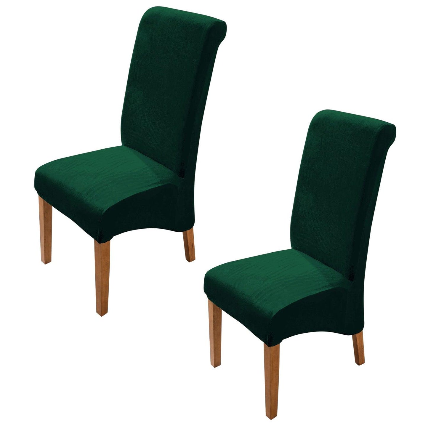 Elastic Stretchable Premium Velvet Long Back Dining Chair Cover, Hunter Green - HOKIPO | Har Ghar ka Humsafar