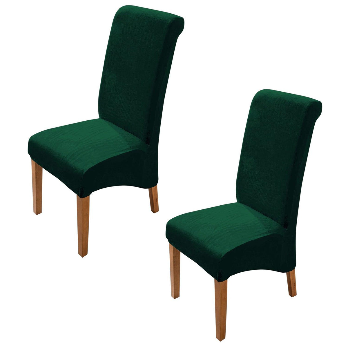 Buy Hunter Green colour velvet high back dining chair covers set of 2 | HOKIPO
