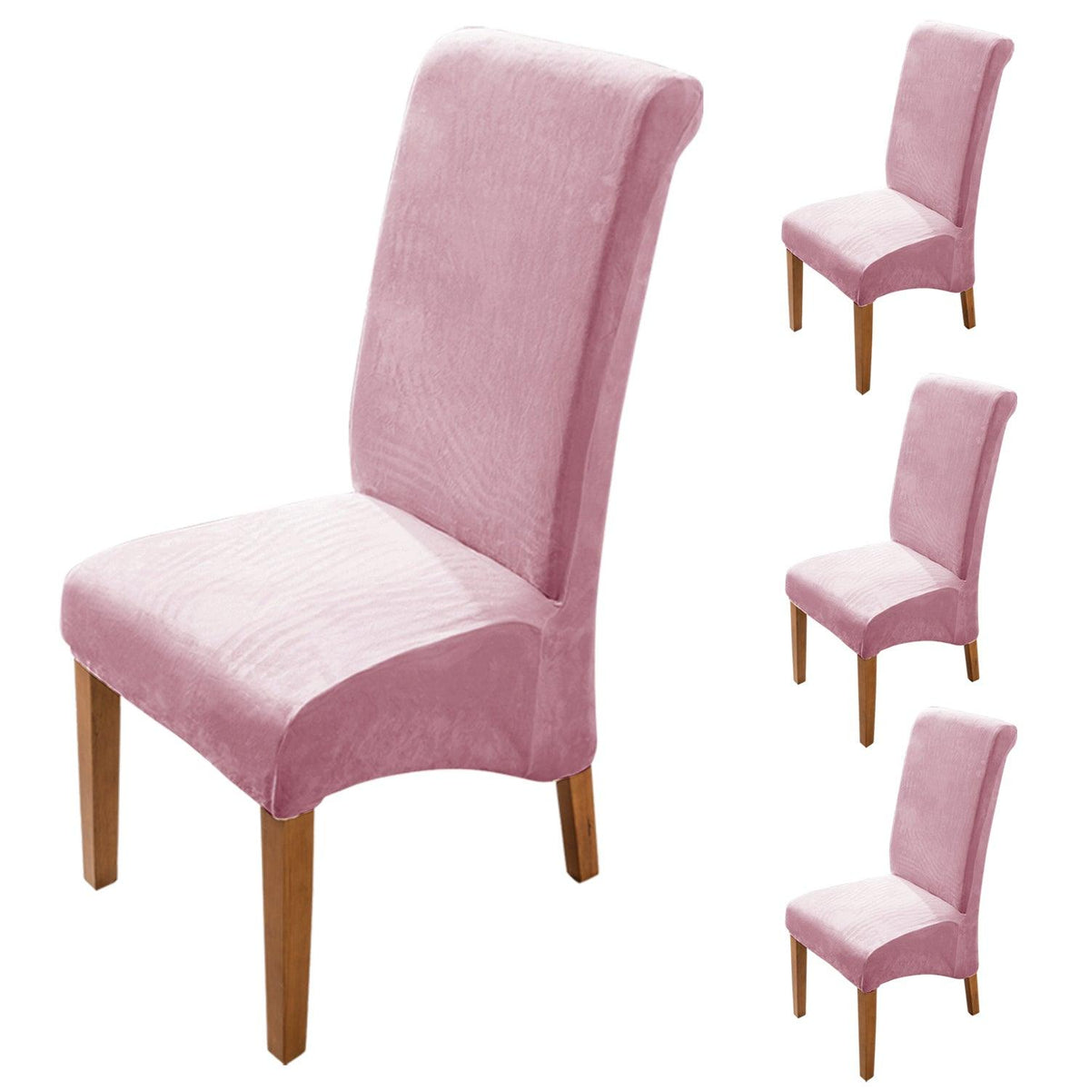 Buy Premium velvet Pink colour long-back chair covers​ set of 4 | HOKIPO