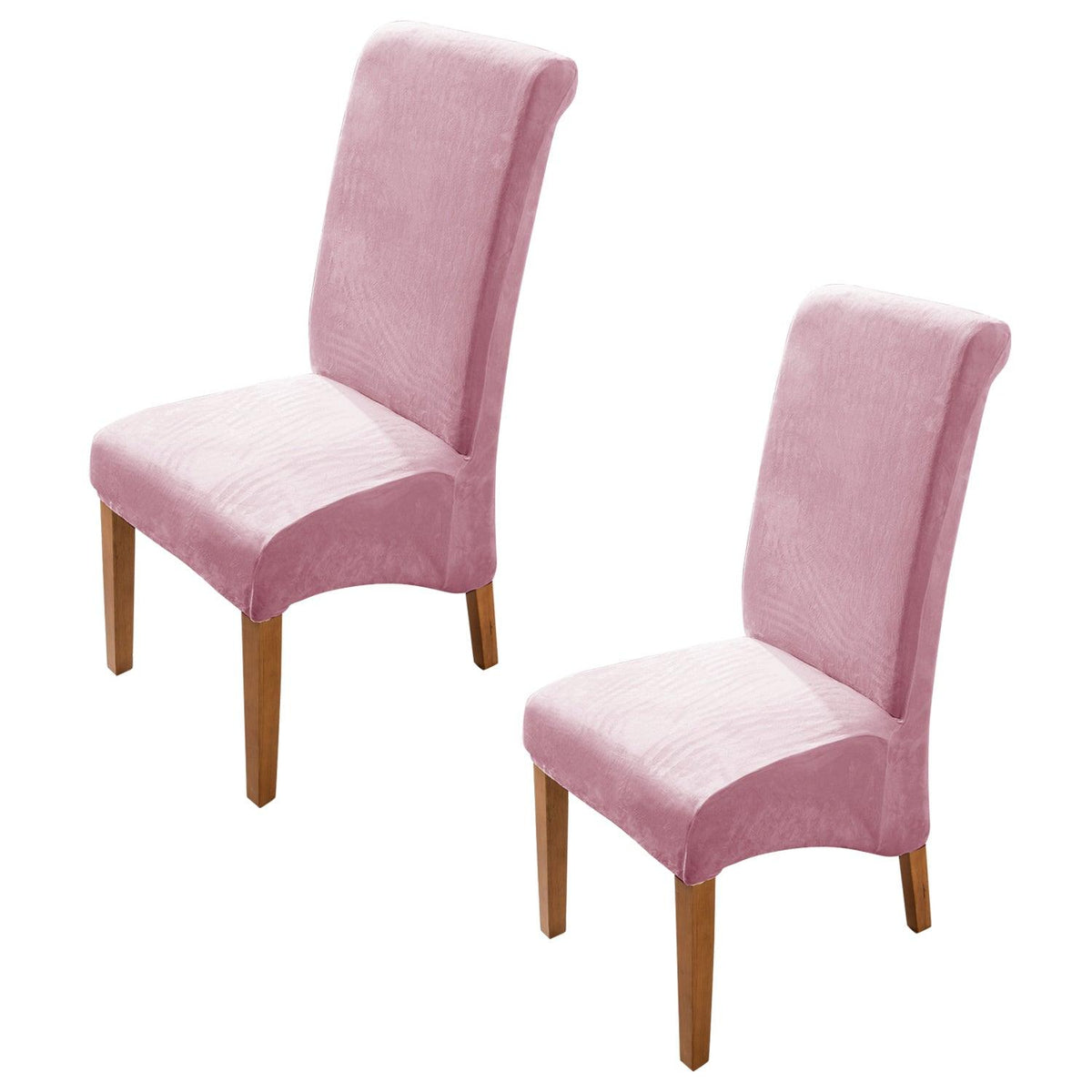 Buy Pink colour velvet high back dining chair covers set of 2 | HOKIPO