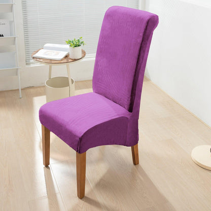 Elastic Stretchable Premium Velvet Long Back Dining Chair Cover, Purple - HOKIPO | Har Ghar ka Humsafar