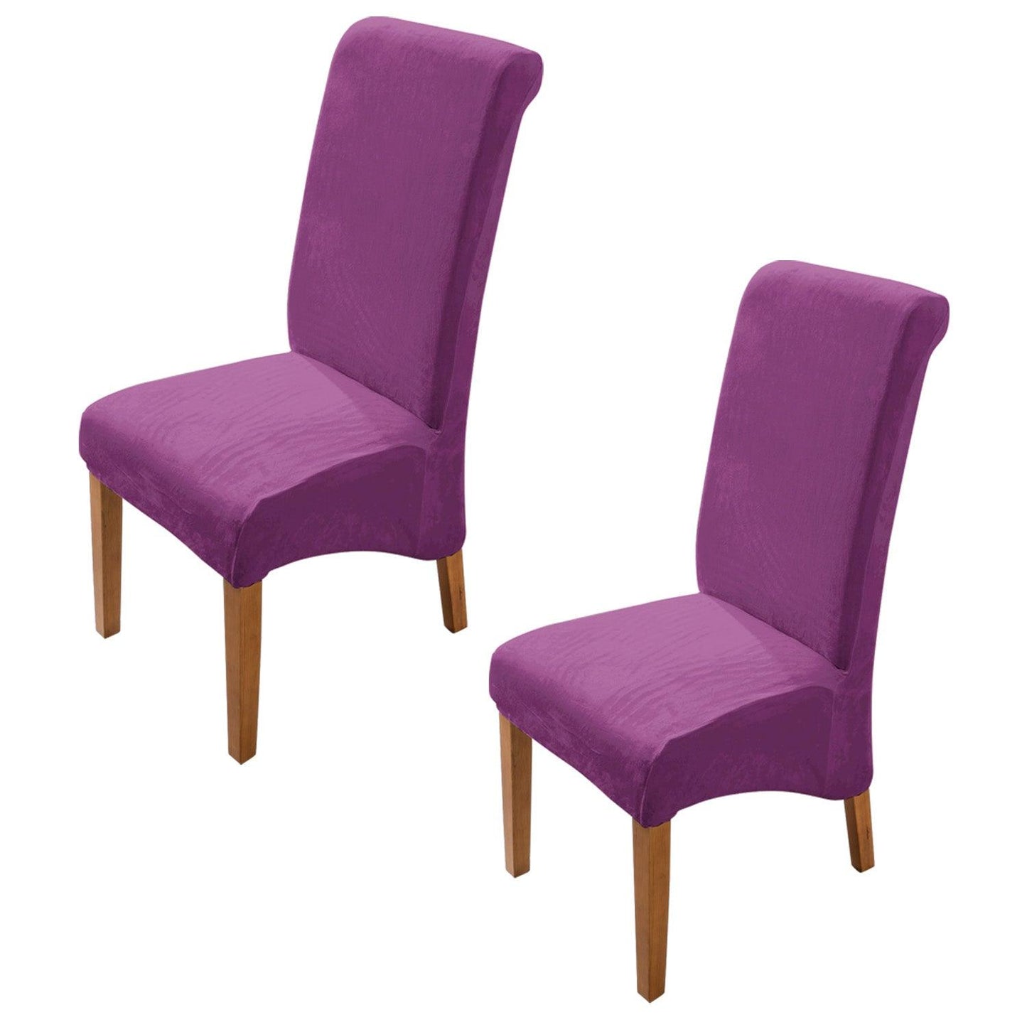 Elastic Stretchable Premium Velvet Long Back Dining Chair Cover, Purple - HOKIPO | Har Ghar ka Humsafar