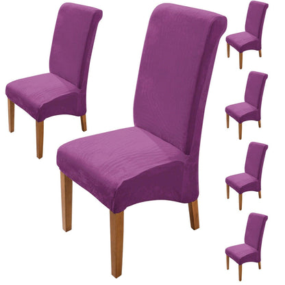 Elastic Stretchable Premium Velvet Long Back Dining Chair Cover, Purple - HOKIPO | Har Ghar ka Humsafar