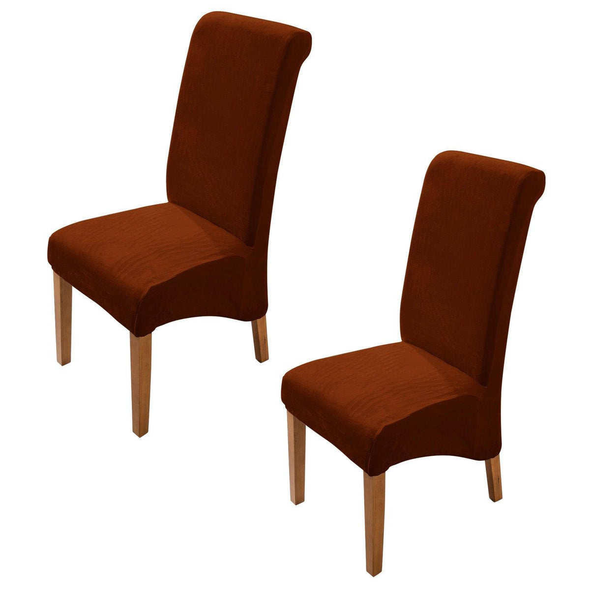 Buy Rustic Brown colour velvet high back dining chair covers set of 2 | HOKIPO