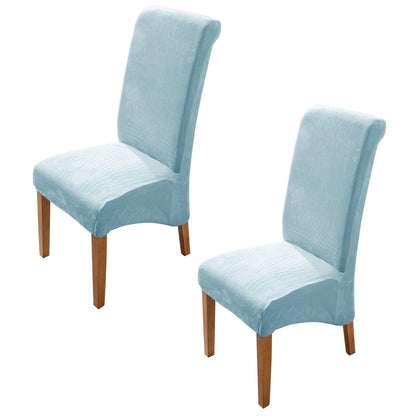 Elastic Stretchable Premium Velvet Long Back Dining Chair Cover, Sky Blue - HOKIPO | Har Ghar ka Humsafar