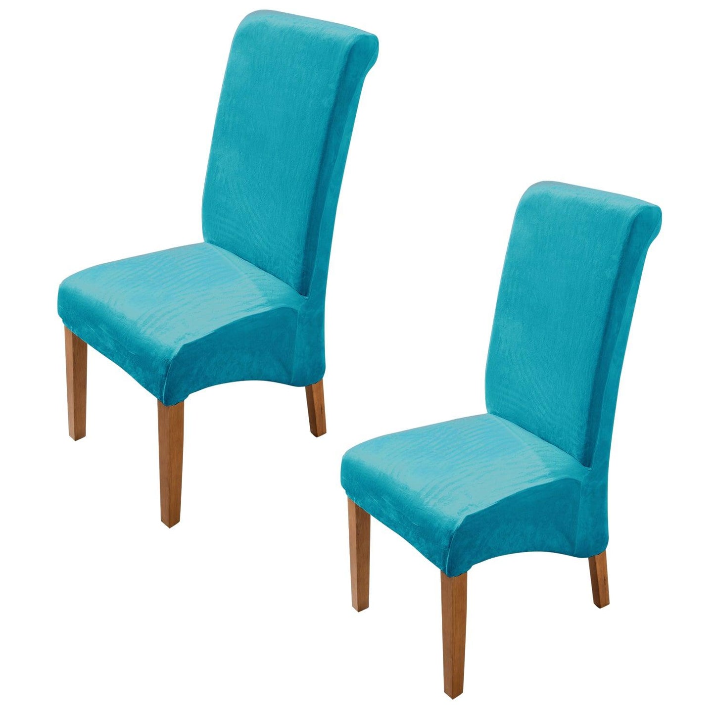 Elastic Stretchable Premium Velvet Long Back Dining Chair Cover, Turquoise - HOKIPO | Har Ghar ka Humsafar