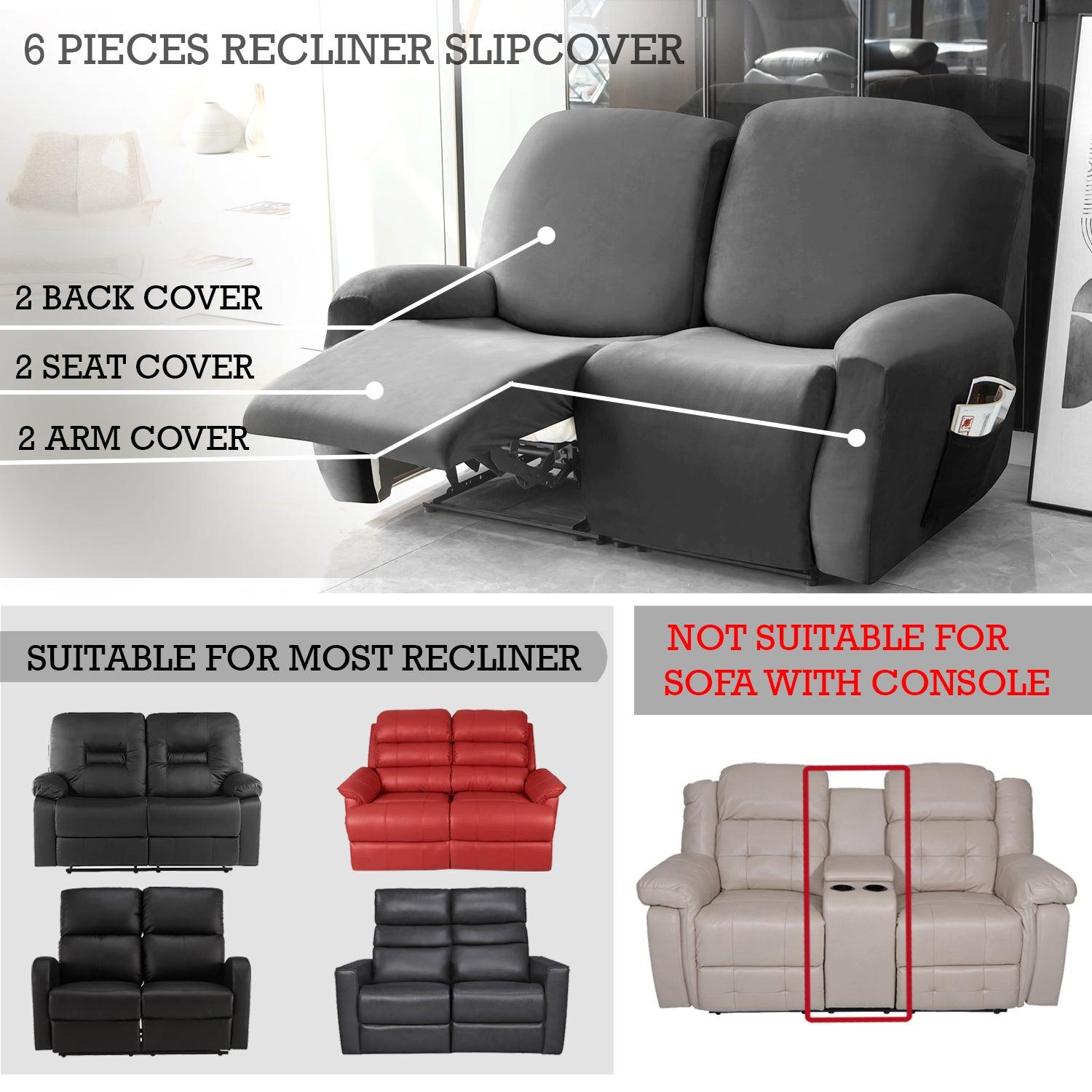 Elastic Stretchable Premium Velvet Recliner Cover, Dark Grey - HOKIPO | Har Ghar ka Humsafar