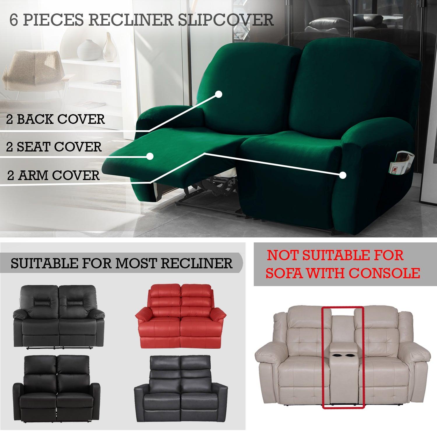 Elastic Stretchable Premium Velvet Recliner Cover, Hunter Green - HOKIPO | Har Ghar ka Humsafar