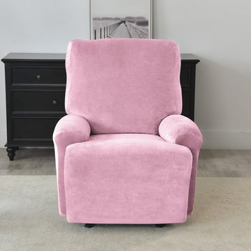 Elegant Pink Colour elastic stretchable fully covered velvet recliner chair covers​ 
