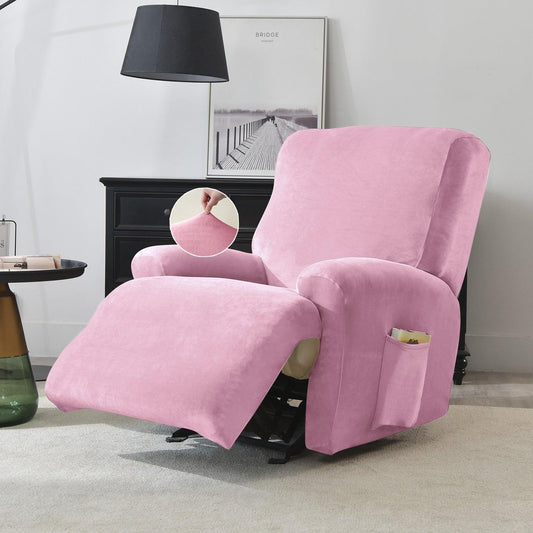 Elastic Stretchable Premium Velvet Recliner Cover, Pink - HOKIPO | Har Ghar ka Humsafar