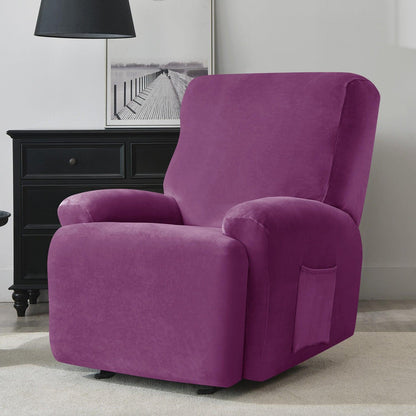 Elastic Stretchable Premium Velvet Recliner Cover, Purple - HOKIPO | Har Ghar ka Humsafar