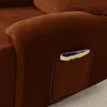 Best Rustic Brown Colour 1, 2, 3 seater elastic velvet recliner sofa cover with pockets
