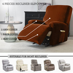 Elastic Stretchable Premium Velvet Recliner Cover, Rustic Brown - HOKIPO | Har Ghar ka Humsafar