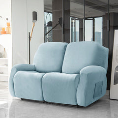 Elastic Stretchable Premium Velvet Recliner Cover, Sky Blue - HOKIPO | Har Ghar ka Humsafar