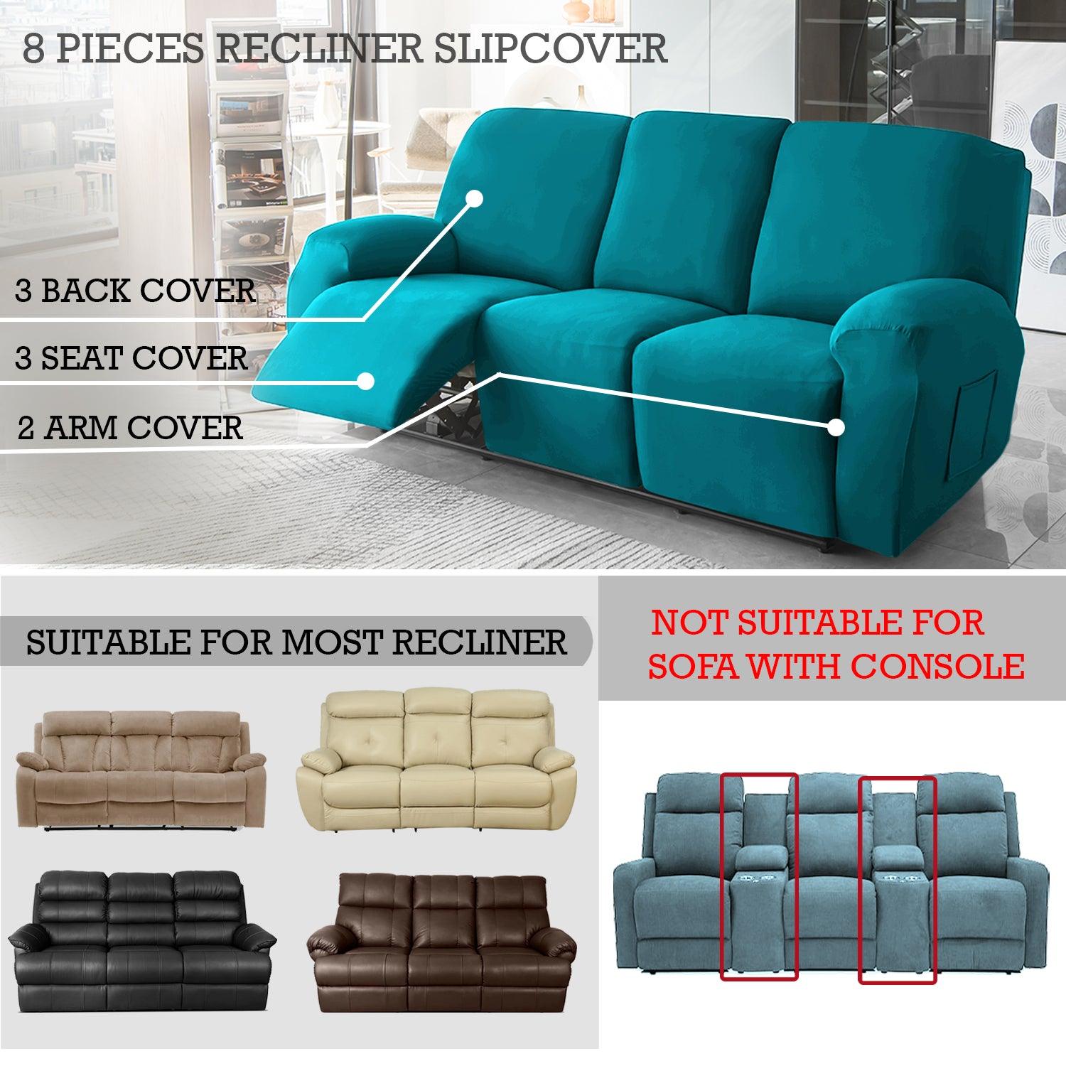 Elastic Stretchable Premium Velvet Recliner Cover, Turquoise - HOKIPO | Har Ghar ka Humsafar