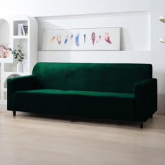 Elastic Stretchable Premium Velvet Sofa Cover, Hunter Green - HOKIPO | Har Ghar ka Humsafar