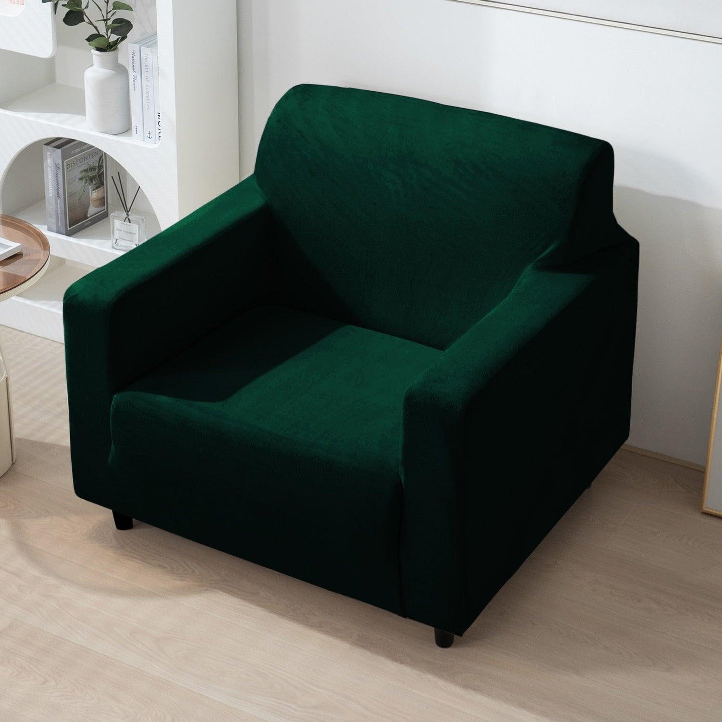 Elastic Stretchable Premium Velvet Sofa Cover, Hunter Green - HOKIPO | Har Ghar ka Humsafar