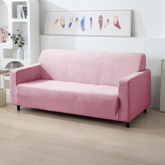 Elastic Stretchable Premium Velvet Sofa Cover, Pink - HOKIPO | Har Ghar ka Humsafar