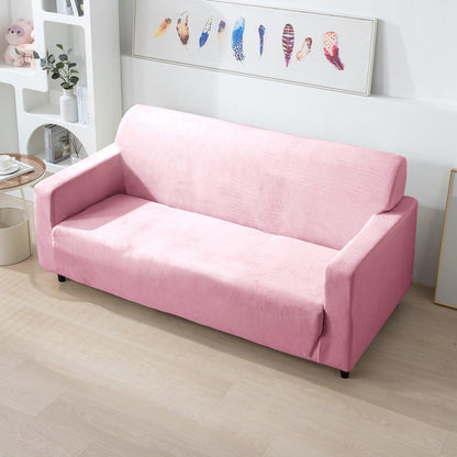 Elastic Stretchable Premium Velvet Sofa Cover, Pink - HOKIPO | Har Ghar ka Humsafar