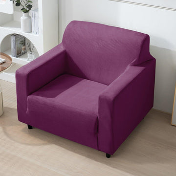 single seater Purple elastic velvet sofa cover​s