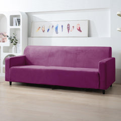 Elastic Stretchable Premium Velvet Sofa Cover, Purple - HOKIPO | Har Ghar ka Humsafar