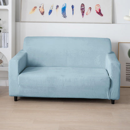 Elastic Stretchable Premium Velvet Sofa Cover, Sky Blue - HOKIPO | Har Ghar ka Humsafar