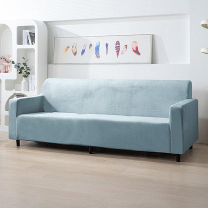 Elastic Stretchable Premium Velvet Sofa Cover, Sky Blue - HOKIPO | Har Ghar ka Humsafar