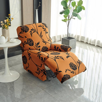 Buy Copper Brown Colour Floral Print Elastic stretchable recliner chair covers​
