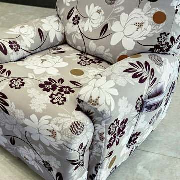 Feather Brown colour Floral Print stylish elastic recliner cover