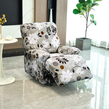 Feather Brown colour Floral Print Elastic stretchable recliner chair covers​