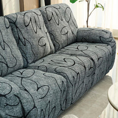 Elastic Stretchable Printed 140gsm Fully Covered Recliner Sofa Cover, Intense Grey Abstract Floral - HOKIPO | Har Ghar ka Humsafar