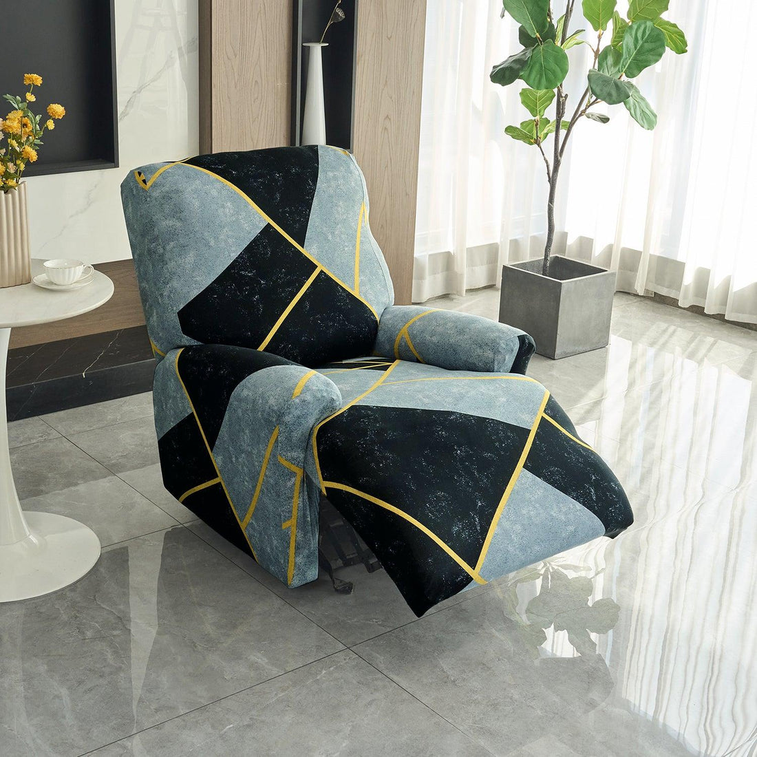 Buy Multicolor Abstract Geometry print Elastic stretchable recliner chair covers​

