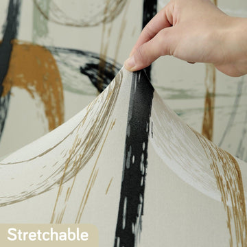 Beige Abstract Art Print stretchable polyester recliner sofa cover
