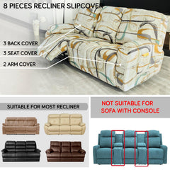 Elastic Stretchable Printed 140gsm Fully Covered Recliner Sofa Cover, Parchement Beige Abstract Art - HOKIPO | Har Ghar ka Humsafar