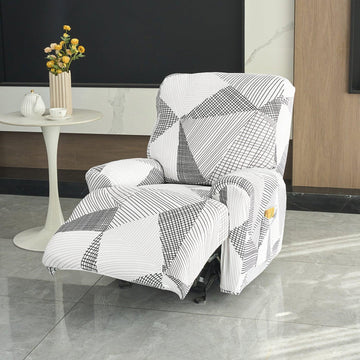 Buy Snow White & Black Geometry Print Elastic stretchable recliner chair covers​
