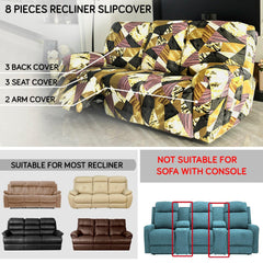 Elastic Stretchable Printed 140gsm Fully Covered Recliner Sofa Cover, Wine Abstract Geometry - HOKIPO | Har Ghar ka Humsafar