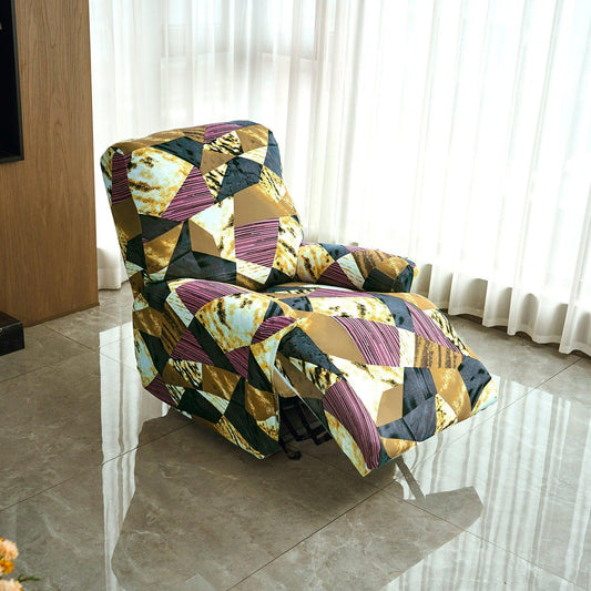 Buy Wine Abstract Geometry Print Elastic stretchable recliner chair covers