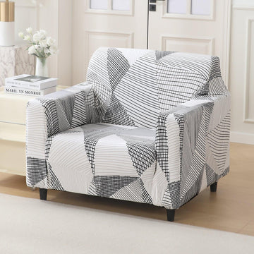 Snow White Black Geometry stretchable single sofa cover​