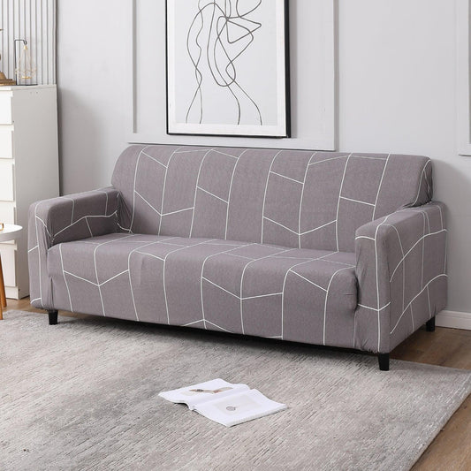 Ash Grey Abstract Print elastic 3 seater sofa cover​s