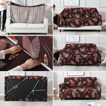 Dark Brown Leaf – Step-by-step guide to put on an elastic sofa cover