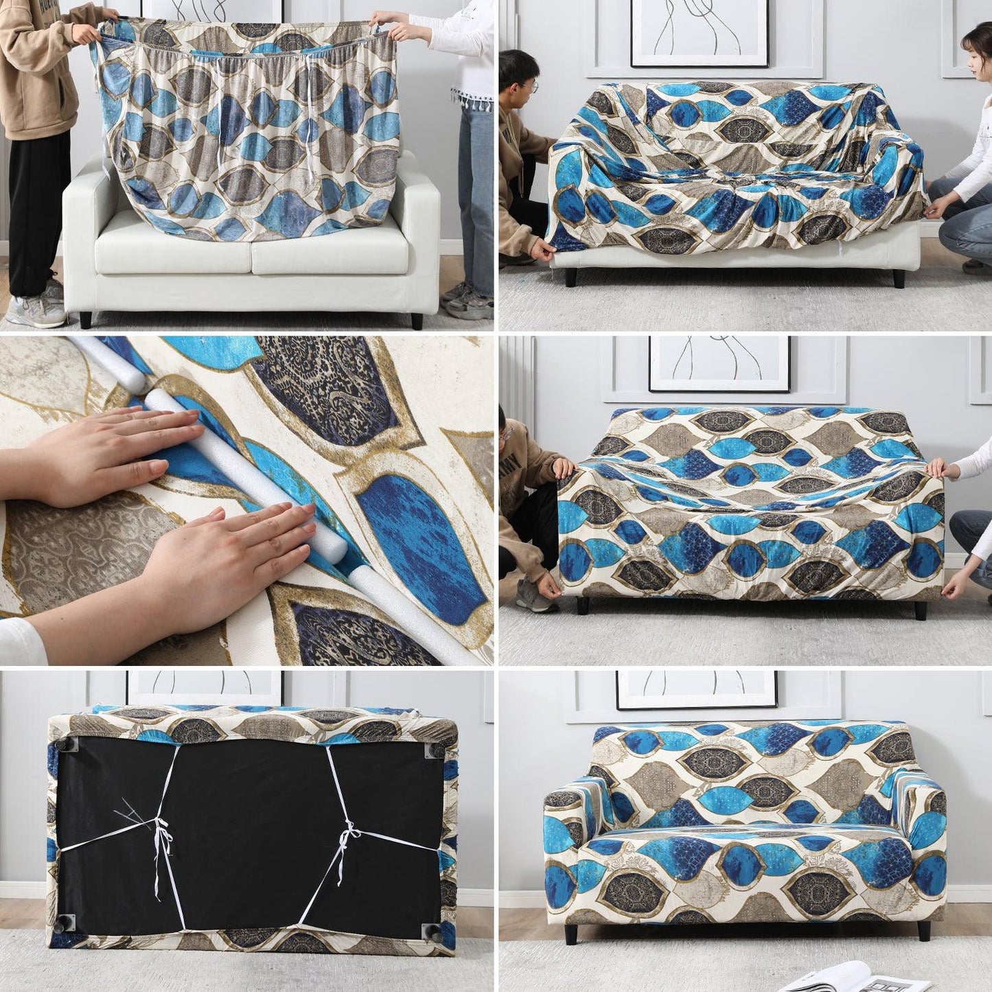 Elastic Stretchable Printed Sofa Cover, Egyptian Art - HOKIPO | Har Ghar ka Humsafar