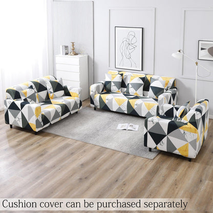 Elastic Stretchable Printed Sofa Cover, Geometric Multi - HOKIPO | Har Ghar ka Humsafar